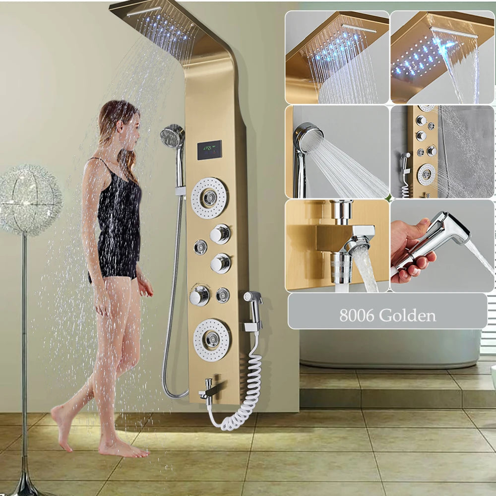 Led Shower Panel Six Functions Waterfall Shower Panel
