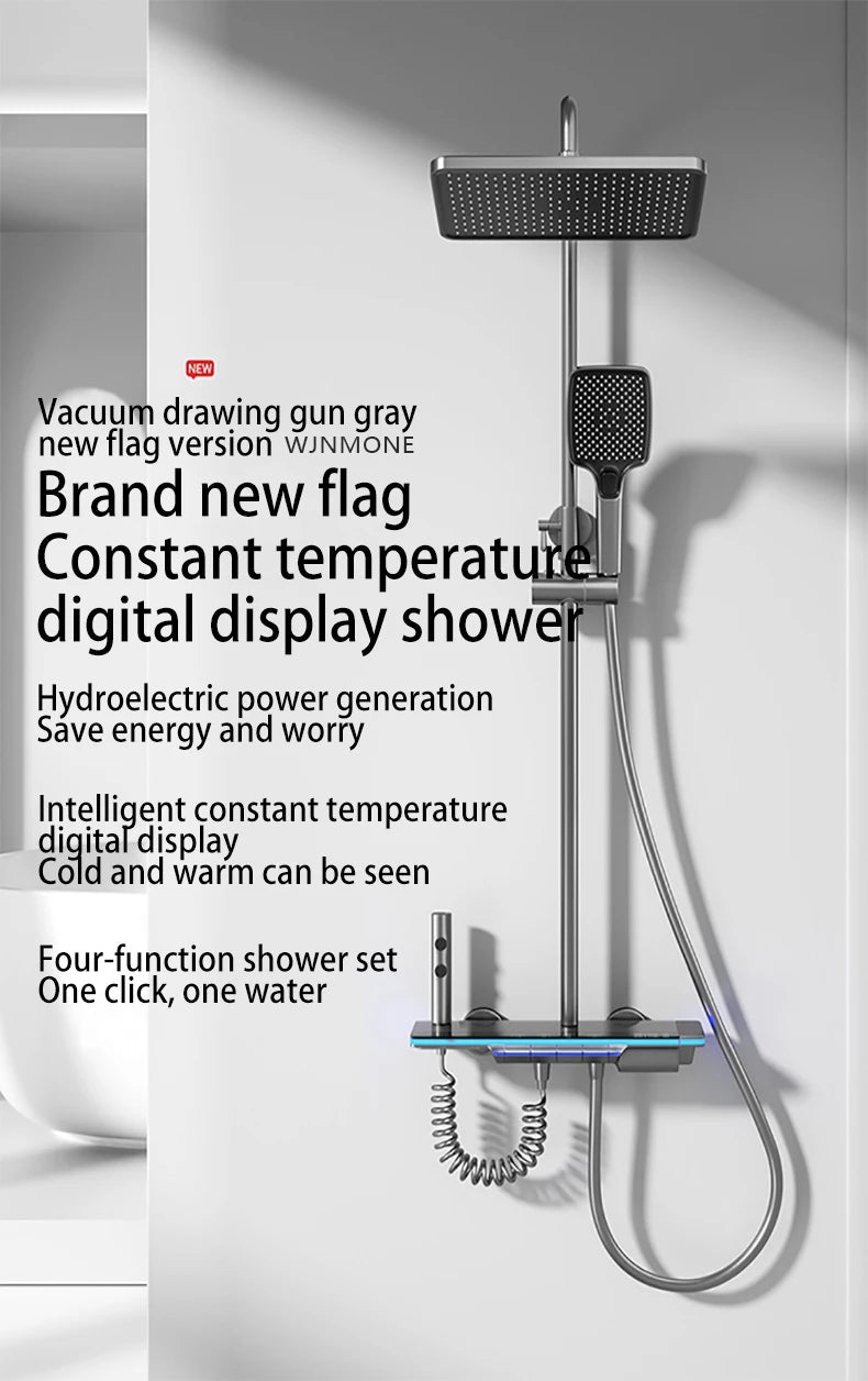 Luxury Smart Digital Temperature Shower System Bathroom Rain