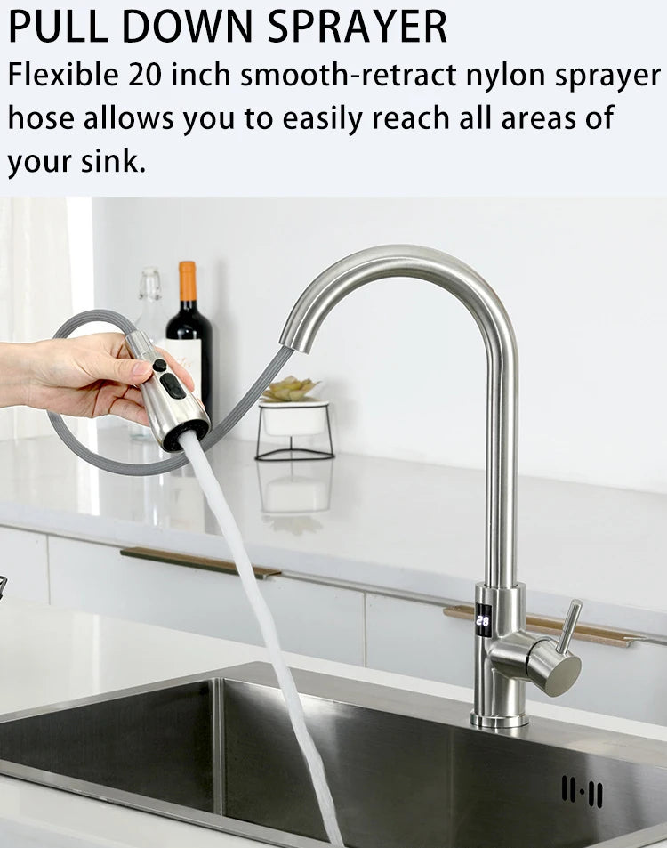 Smart Digital Touch On Faucets Stainless Steel Cold