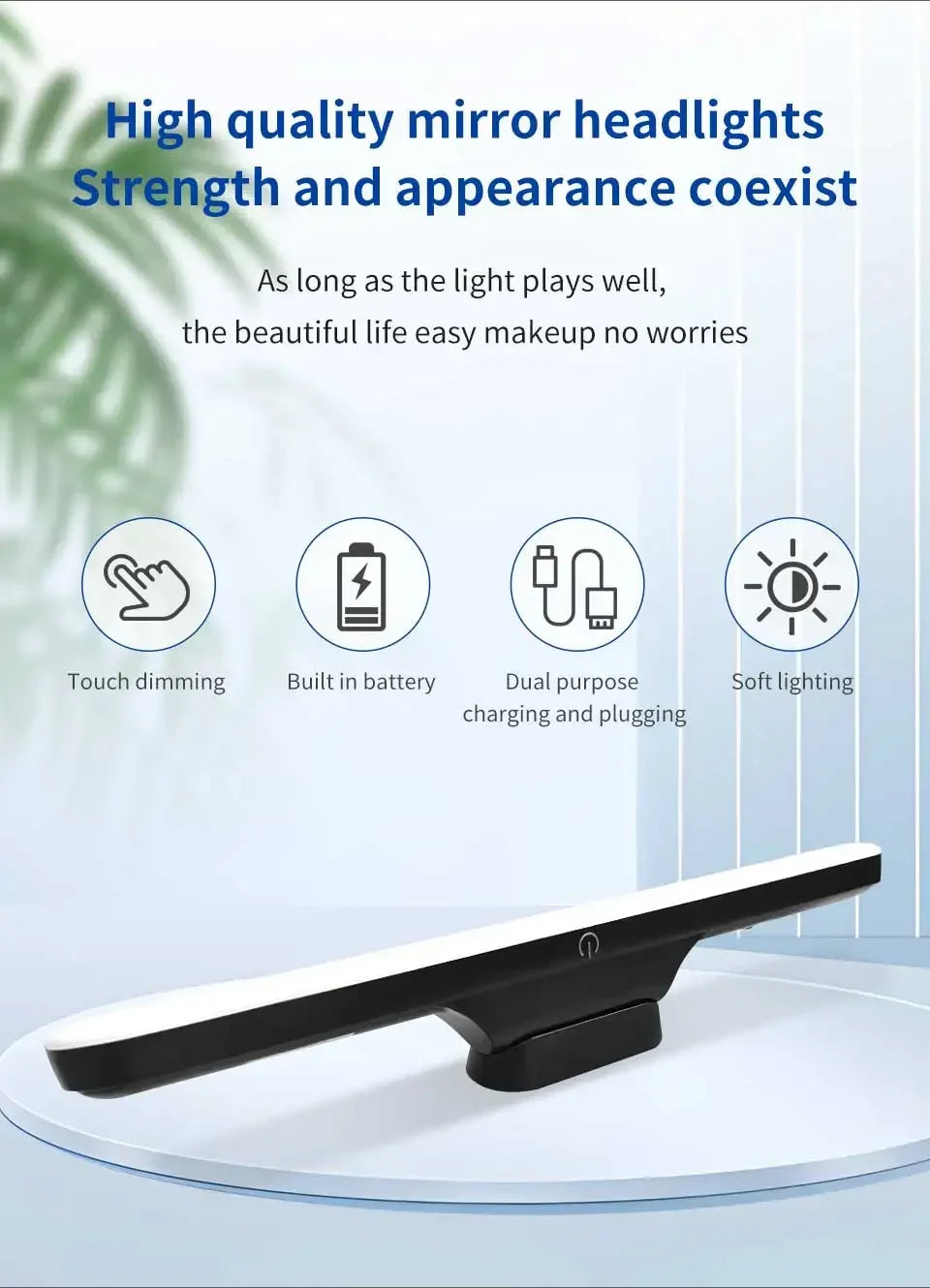 Led Makeup Mirror Light Rechargeable Stepless Dimming Magnetic