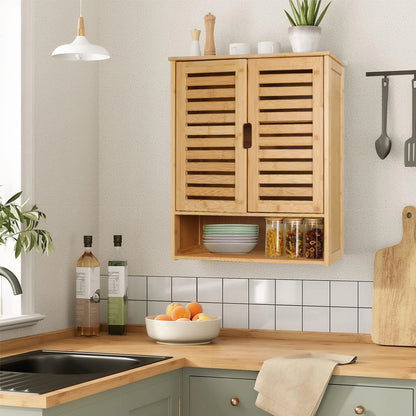 Wall Mounted Bamboo Bathroom Cabinet Storage Shelf Medicine