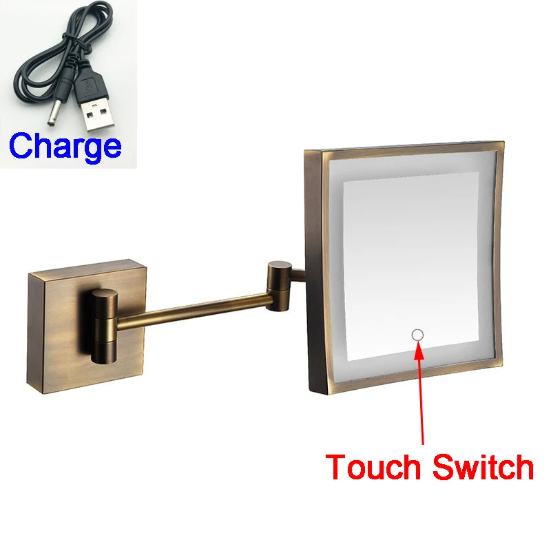 Square Touch Bathroom Mirror Wall Mounted Lighted Bathroom