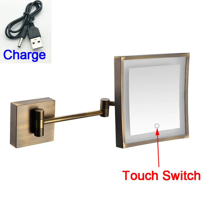 Square Touch Bathroom Mirror Wall Mounted Lighted Bathroom