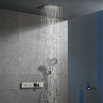 Luxury Gun Gray Brass Shower System Led Digital
