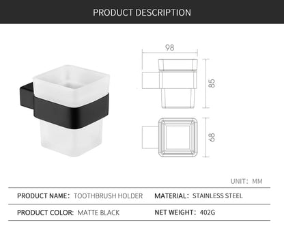 Matte Black Bathroom Hardware Towel Rack Shelf Hook