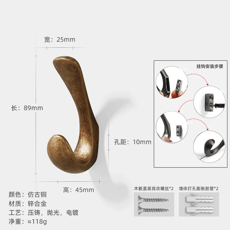 Yutoko Hook Moon Antique Wall Hanging Clothes Hook