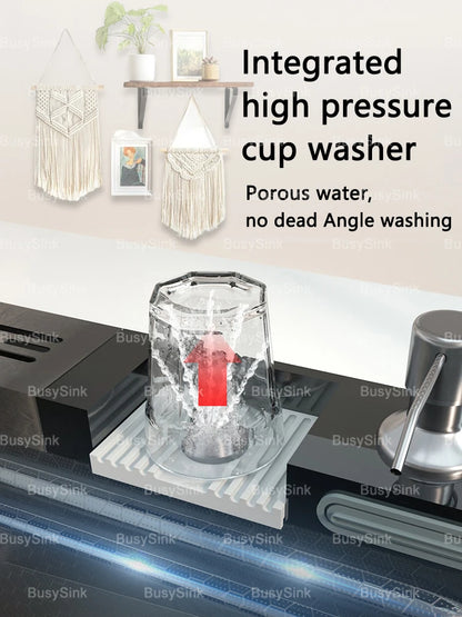Stainless Steel Waterfall Sink Digital Display Large Slot
