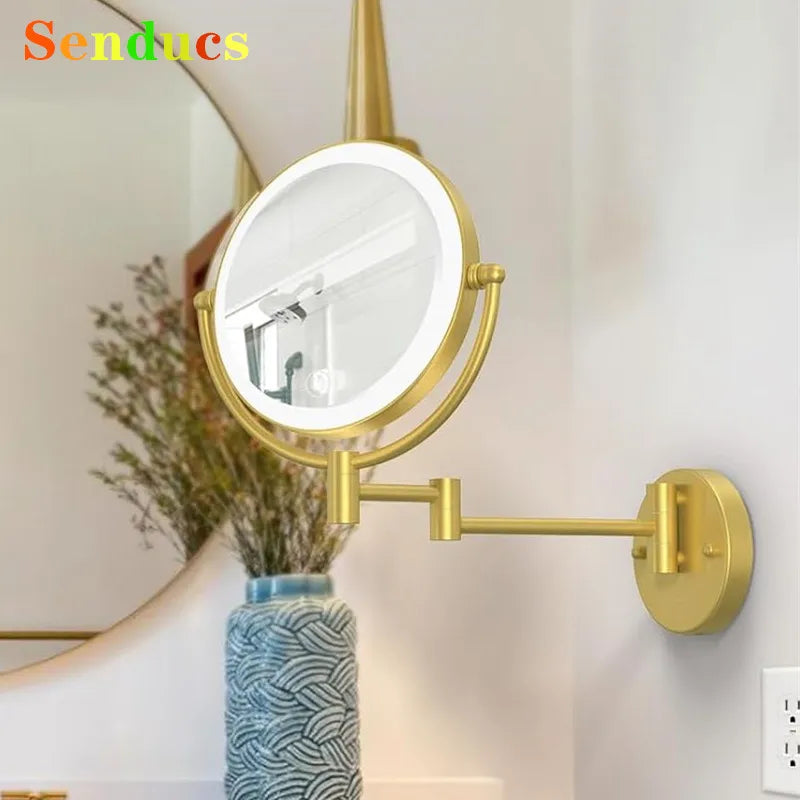Brushed Gold Led Bathroom Mirrors Quality Brass 10x