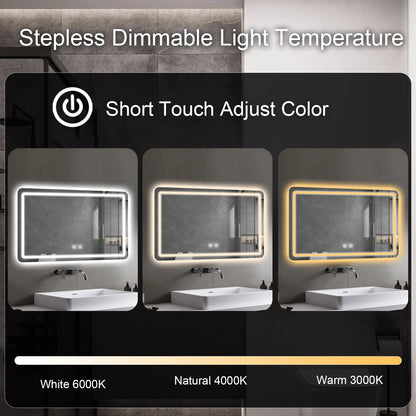 Led Bathroom Mirror Wall Mounted Fogless Makeup Mirror