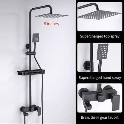 Bathroom Shower Black/Chrome Plated Circular Copper Pressure