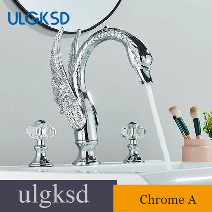 Golden Bathroom Faucet Swan/Bird Shape Basin Faucet Tap