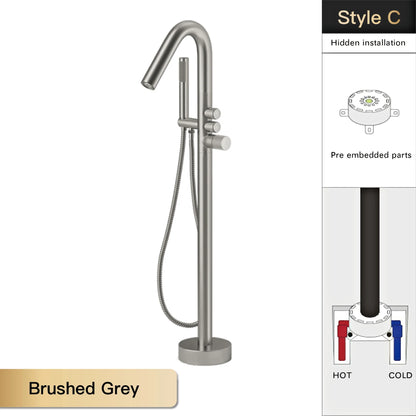 Aitna Gold Brass Luxury Bathroom Faucet Floor Standing