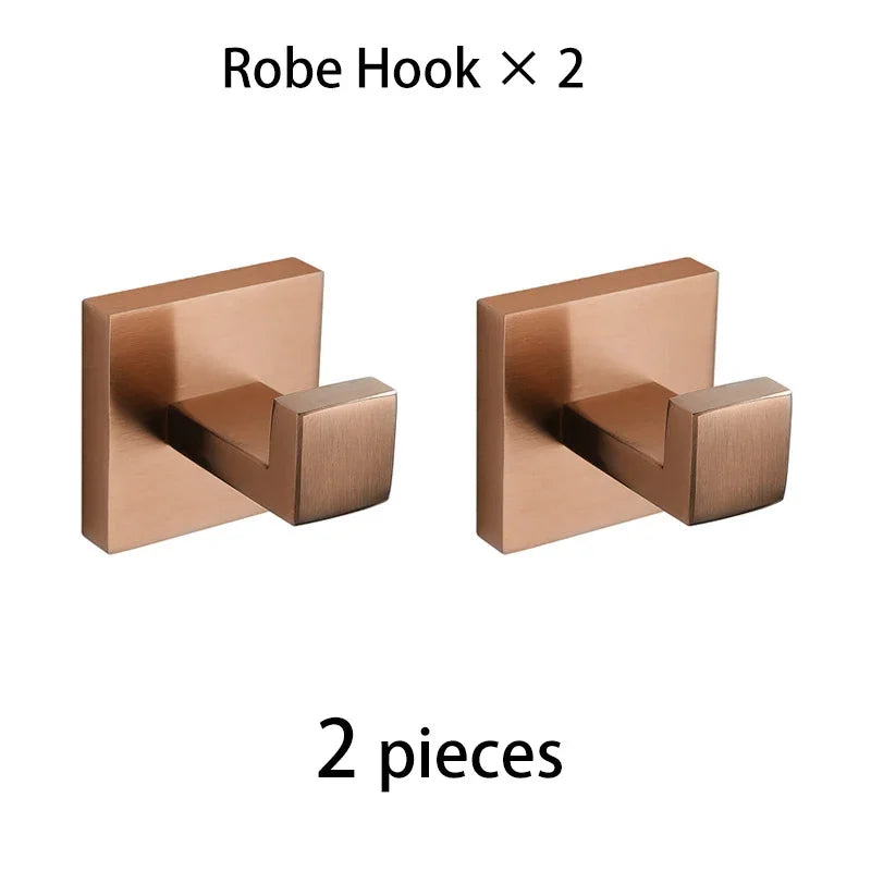 Brushed Rose Gold Towel Rack Robe Hook Bathroom