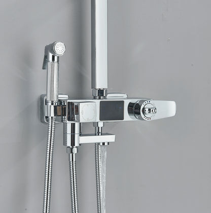 Chrome/Black Thermostat Shower Faucet Ways Bathroom Faucet