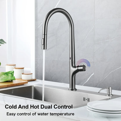 Modern Style Gun Gray Pull-Out Faucet Handle &Cold