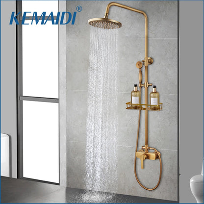 Kemaidi Antique Shower Bathroom Bath Shower Faucet W/Shelf