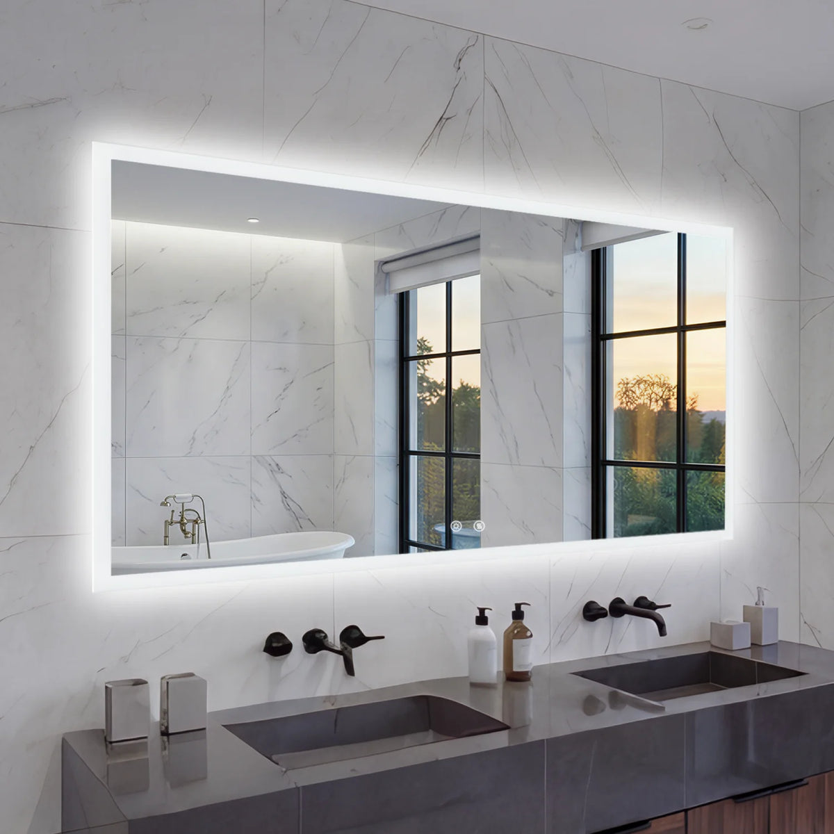 100/120cm Rectangular Led Bathroom Mirror Frameless Wall Vanity
