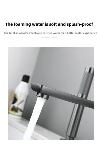 Luxury Gunmetal Black Bathtub Faucet Three Hole Mounting