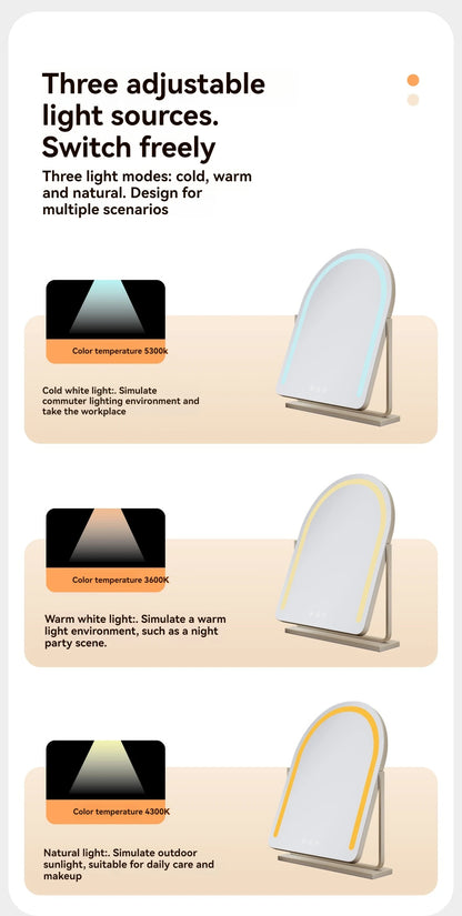 Large Arch-Shaped Makeup Mirror Led Light Desktop Vanity
