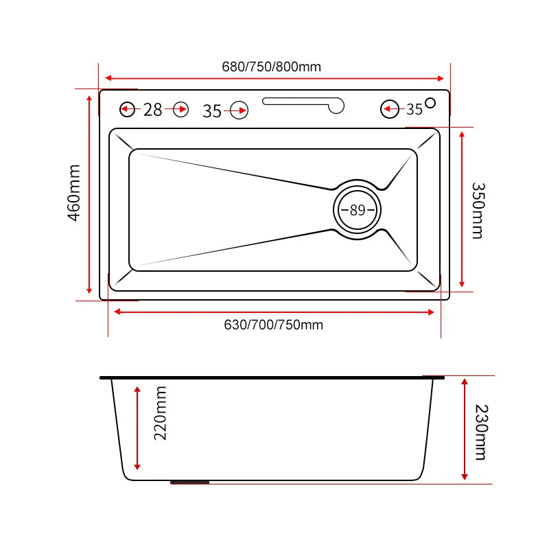 Nano Black Sink Large Slot Integrated Digital Display