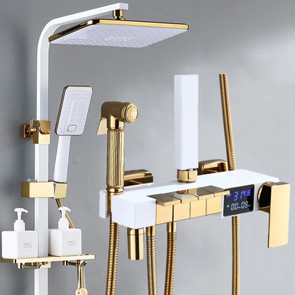 Piano Digital Display Thermostatic Bathroom Shower Cold Brass