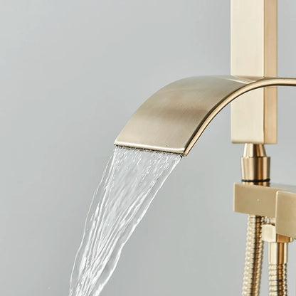 Matte Black Square Bathtub Shower Faucets Floor Standing