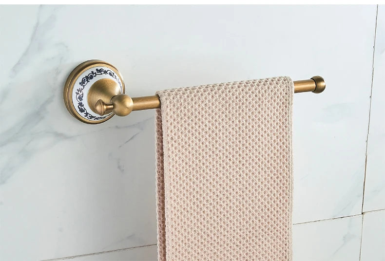 Antique Brass 2pc Bathroom Bronze Dispenser Towel Rod