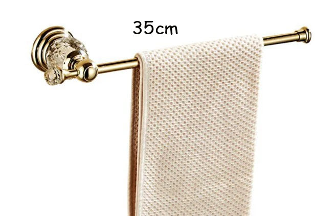 Luxury Crystal Bathroom Gold Polished Brass Bath Hardware