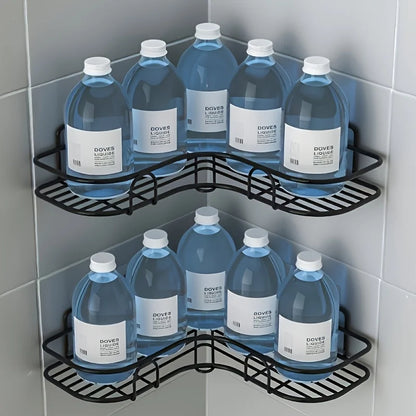 No-Drill Wall-Mounted Triangular Bathroom Shelf Corner Storage -