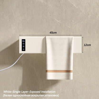 White Electric Heated Towel Rail Smart Temperature Time