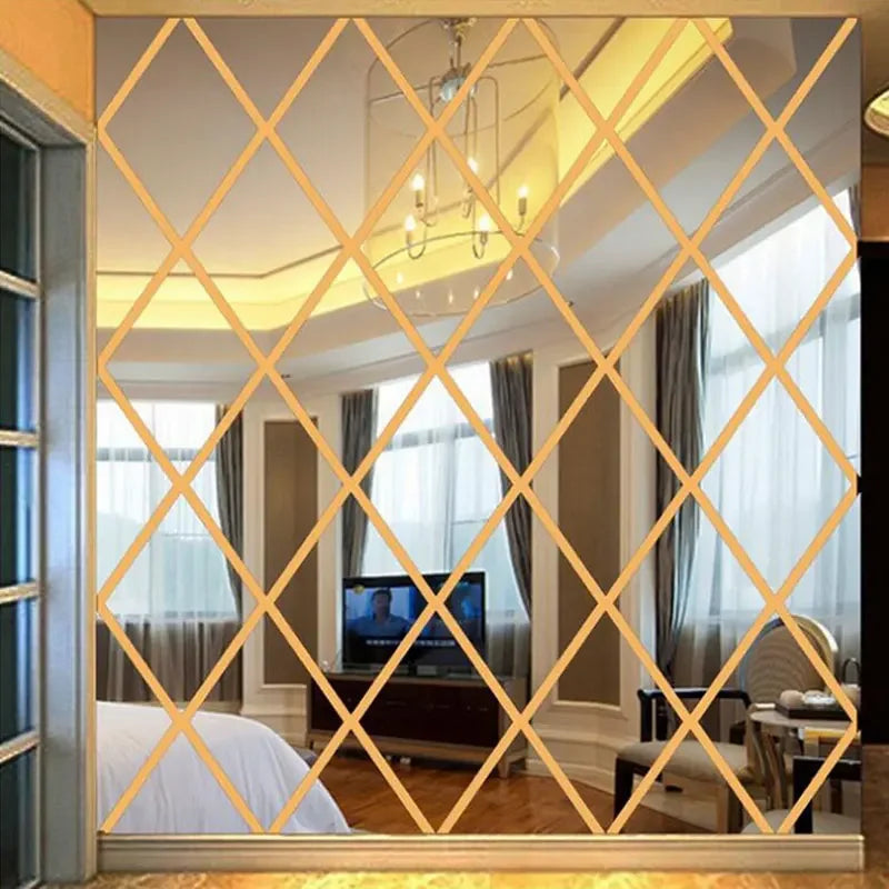 10/17/32/58pcs 3d Diamonds Mirror Stickers Acrylic Triangles