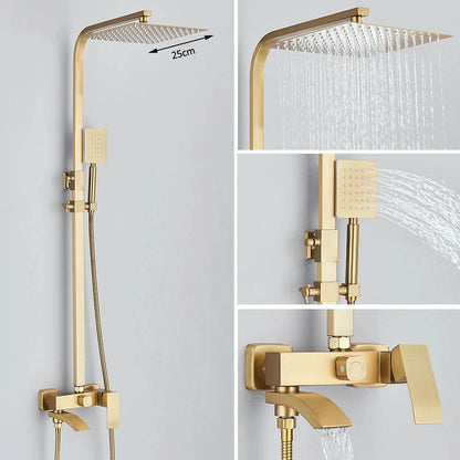 Shinesia Black/Chrome Bathroom Shower System Rainfall Shower
