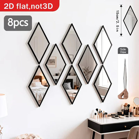 1/8pcs Geometric Rhombic Combined Shape Bathroom Acrylic Wall