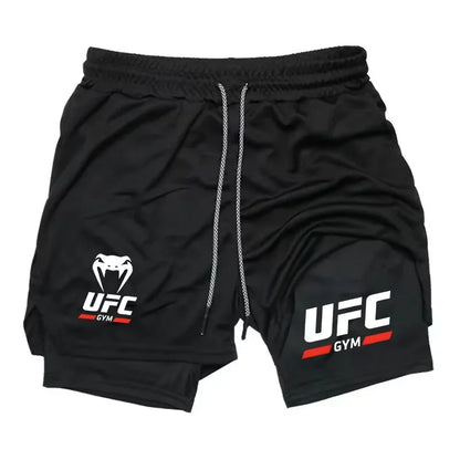 Men Double-Layer Running Fitness Shorts Phone Bag Towel