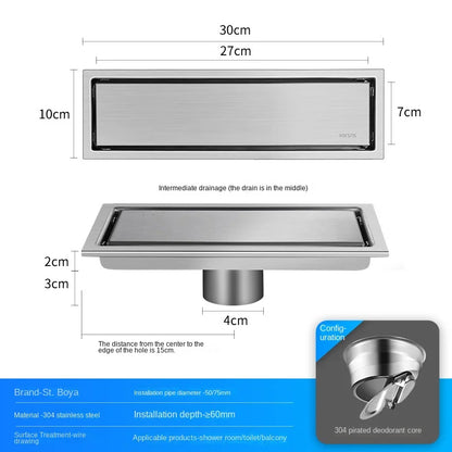 Luxury Hidden 304 Stainless Steel Rectangular Floor Drain