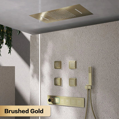 Gun Gray Brass Ceiling Constant Temperature Shower System