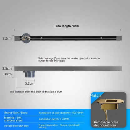 2cm Wide Floor Drain Stainless Steel Linear Narrow