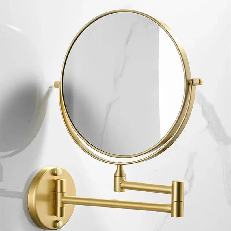 Bathroom Makeup Mirrors Black/Brushed Gold Brass Wall Extending