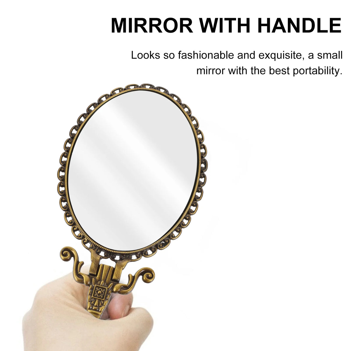 Zinc Alloy Handheld Compact Mirror Makeup Mirror Handle