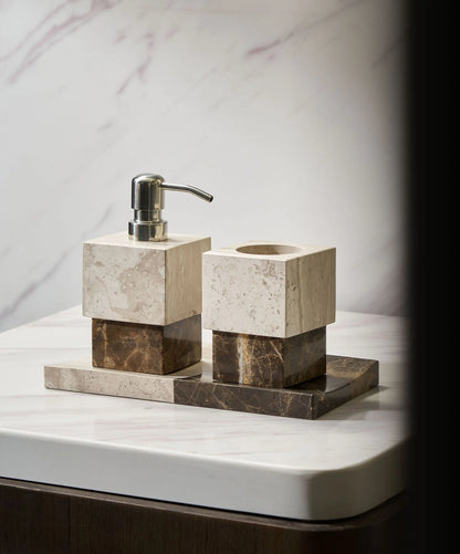Nordic Color-Blocked Marble Lotion Bottle Aromatherapy Tray