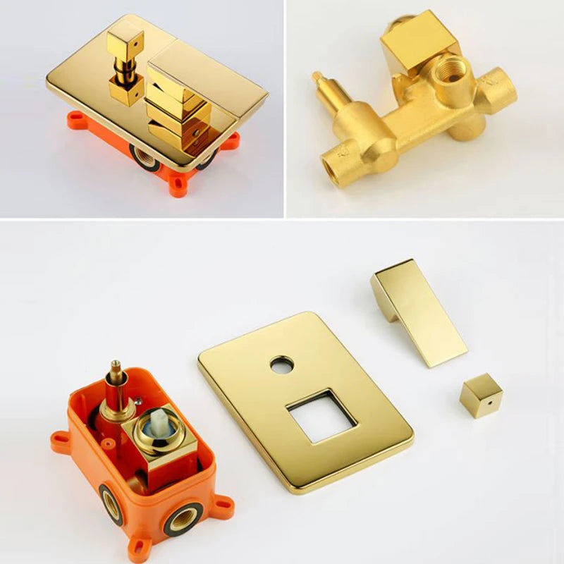 Bakala Black Golden Brass Shower Faucet Mixing Valve