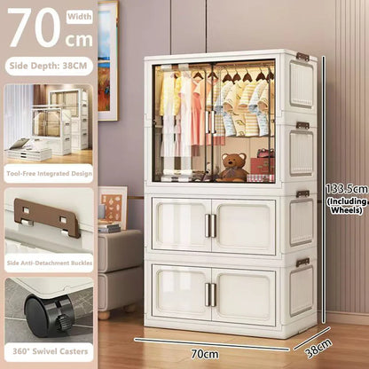 Multi-Functional Folding Storage Cabinet Doors White/Black/Gray