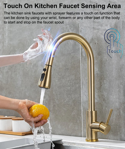 Smart Touch Sink Faucets Stainless Steel Pull Out