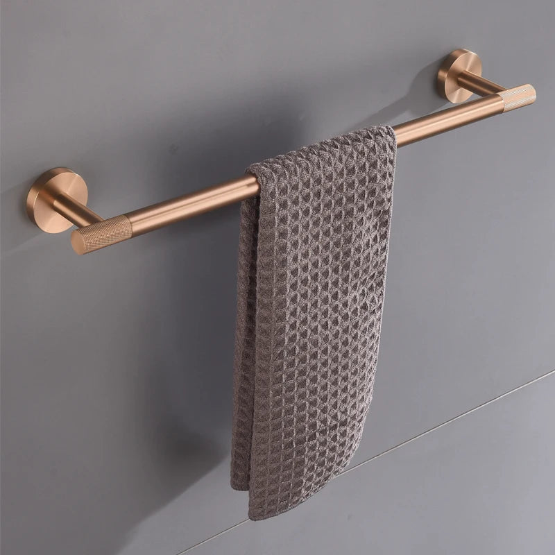 Brushed Rose Gold Brass Knurled Toilet Brush Holder