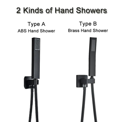 Shinesia Big Black Thermostatic Bathroom Shower Faucet Rainfall