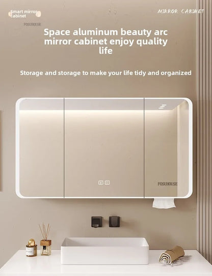 Arc-Shaped Smart Bathroom Mirror Cabinet Wall-Mounted Bathroom