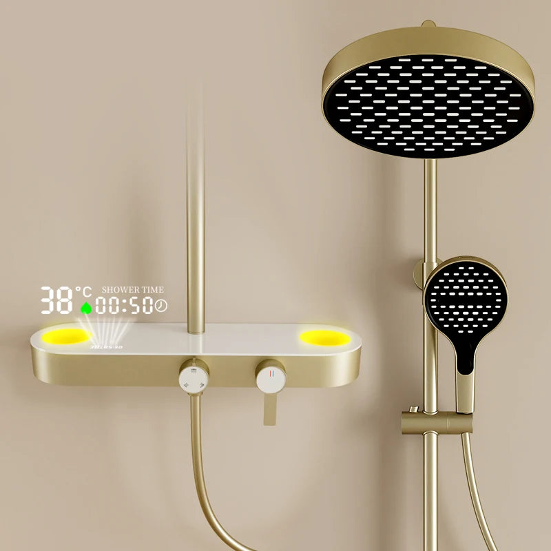 Cold Bathroom Shower System Sprinkler Brushed Rose Gold