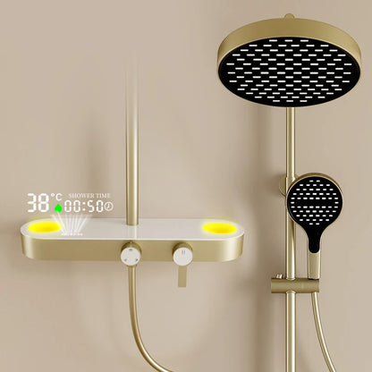 Cold Bathroom Shower System Sprinkler Brushed Rose Gold