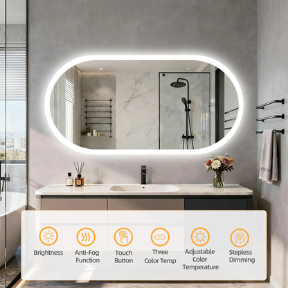 Led Bathroom Mirror Smart Anti-Fog Dimmable Led Lighted