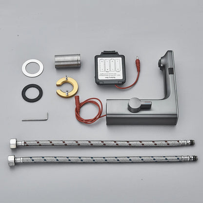 Gun Grey Smart Sensor Basin Faucet Digital Display